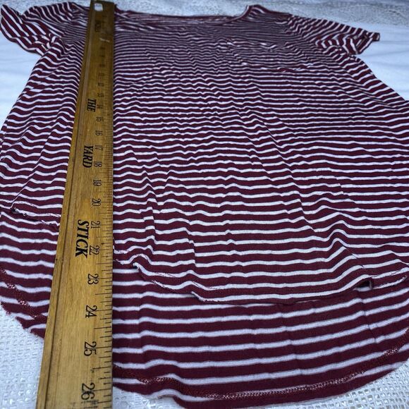 HOLLISTER T-Shirt Loose Striped Pocket Short Sleeves Blouse Womens S Maroon Red - Picture 4 of 9
